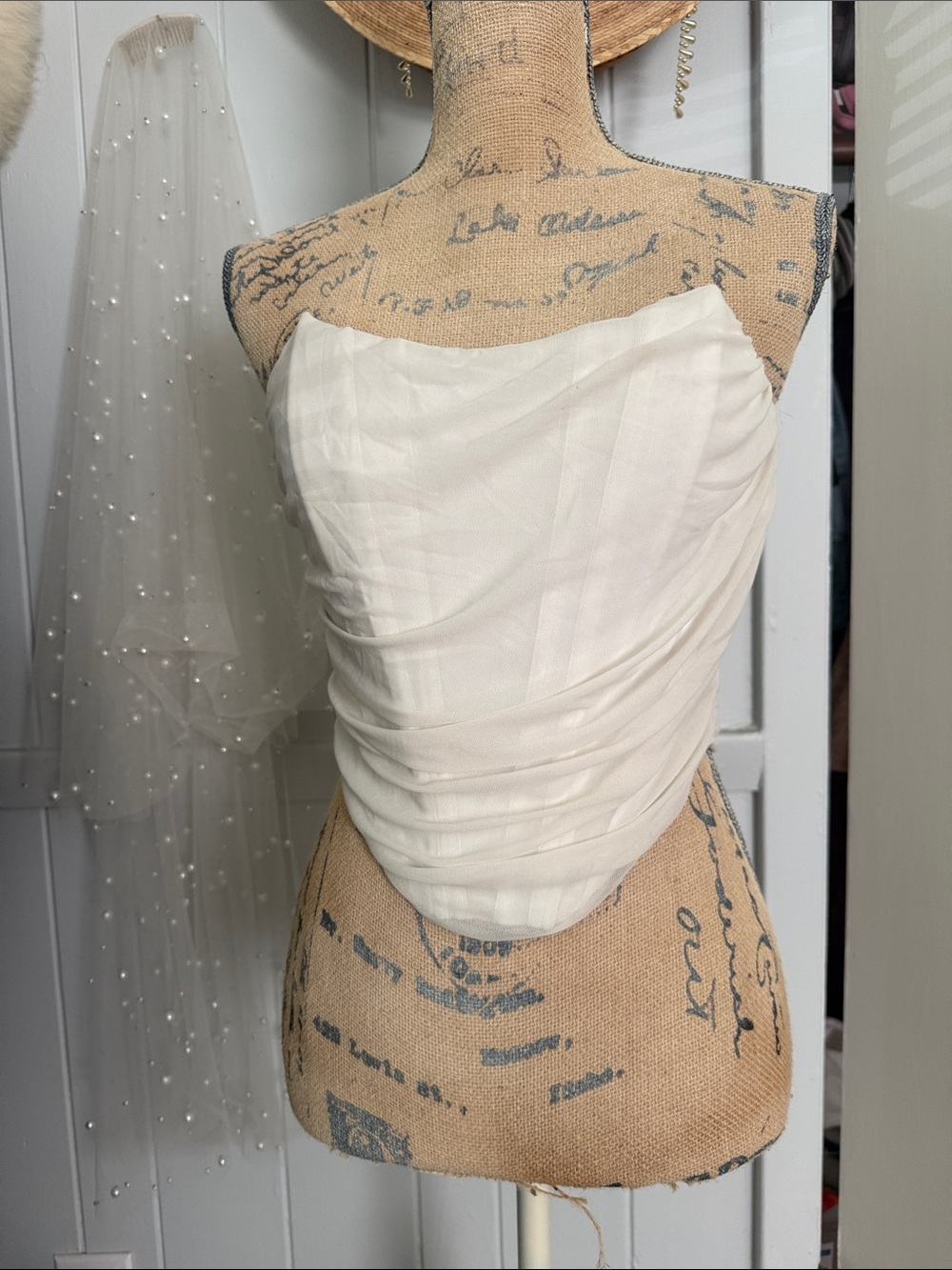 Women’s Strapless Ruched Dress in Ivory